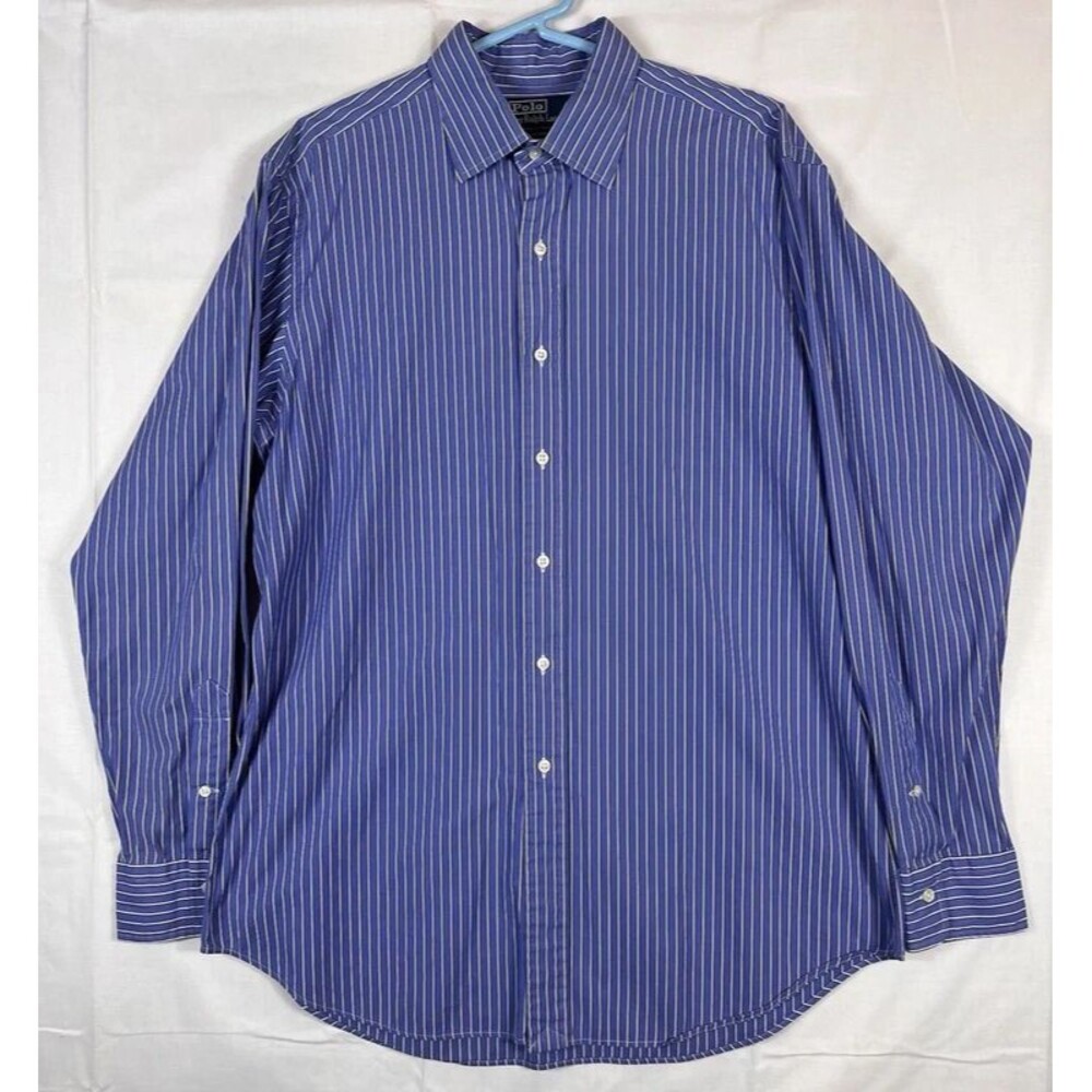 Polo Ralph Lauren Vintage Curham Classic Fit L/S Shirt Blue Stripe Men’s Large